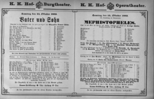 Theaterzettel (Oper und Burgtheater in Wien) 18821014 Seite: 1