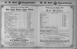Theaterzettel (Oper und Burgtheater in Wien) 18821015 Seite: 1
