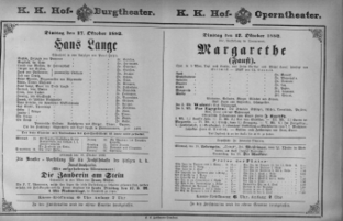 Theaterzettel (Oper und Burgtheater in Wien) 18821017 Seite: 1