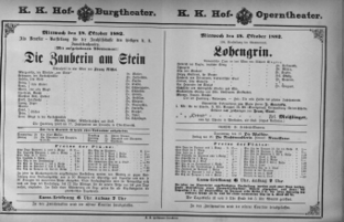 Theaterzettel (Oper und Burgtheater in Wien) 18821018 Seite: 1
