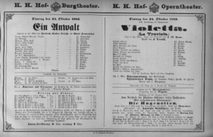 Theaterzettel (Oper und Burgtheater in Wien) 18821024 Seite: 1