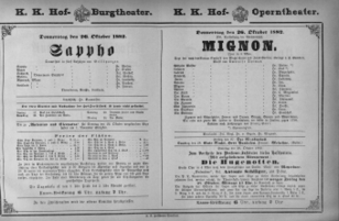 Theaterzettel (Oper und Burgtheater in Wien) 18821026 Seite: 1