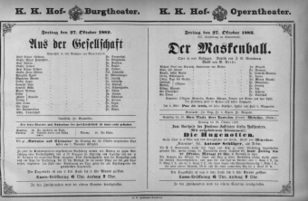 Theaterzettel (Oper und Burgtheater in Wien) 18821027 Seite: 1