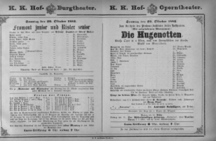 Theaterzettel (Oper und Burgtheater in Wien) 18821029 Seite: 1