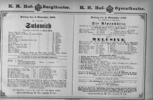 Theaterzettel (Oper und Burgtheater in Wien) 18821103 Seite: 1