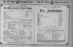 Theaterzettel (Oper und Burgtheater in Wien) 18821105 Seite: 1