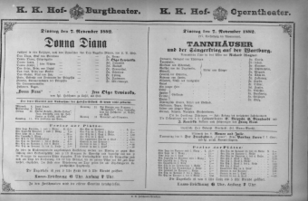 Theaterzettel (Oper und Burgtheater in Wien) 18821107 Seite: 1