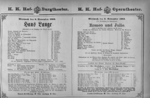 Theaterzettel (Oper und Burgtheater in Wien) 18821108 Seite: 1