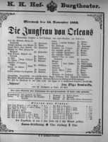 Theaterzettel (Oper und Burgtheater in Wien) 18821115 Seite: 1