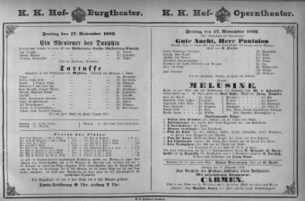 Theaterzettel (Oper und Burgtheater in Wien) 18821117 Seite: 1