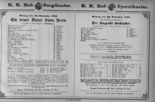 Theaterzettel (Oper und Burgtheater in Wien) 18821120 Seite: 1