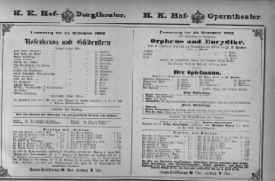Theaterzettel (Oper und Burgtheater in Wien) 18821123 Seite: 1