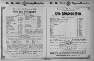 Theaterzettel (Oper und Burgtheater in Wien) 18821126 Seite: 1