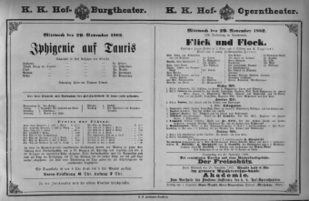 Theaterzettel (Oper und Burgtheater in Wien) 18821129 Seite: 1