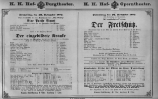 Theaterzettel (Oper und Burgtheater in Wien) 18821130 Seite: 1