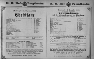 Theaterzettel (Oper und Burgtheater in Wien) 18821202 Seite: 1