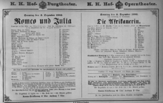 Theaterzettel (Oper und Burgtheater in Wien) 18821203 Seite: 1