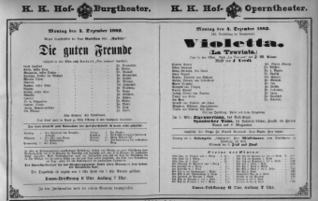 Theaterzettel (Oper und Burgtheater in Wien) 18821204 Seite: 1