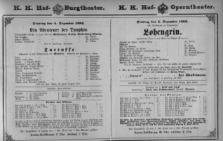Theaterzettel (Oper und Burgtheater in Wien) 18821205 Seite: 1