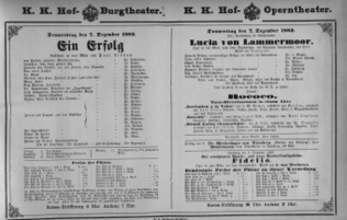 Theaterzettel (Oper und Burgtheater in Wien) 18821207 Seite: 1