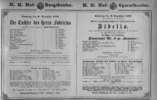 Theaterzettel (Oper und Burgtheater in Wien) 18821209 Seite: 1