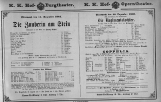 Theaterzettel (Oper und Burgtheater in Wien) 18821213 Seite: 1