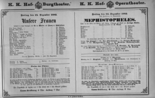 Theaterzettel (Oper und Burgtheater in Wien) 18821215 Seite: 1