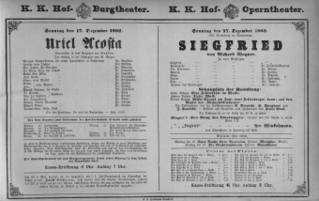 Theaterzettel (Oper und Burgtheater in Wien) 18821217 Seite: 1