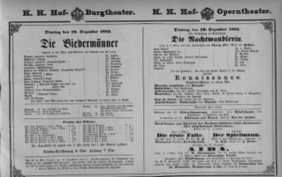 Theaterzettel (Oper und Burgtheater in Wien) 18821219 Seite: 1