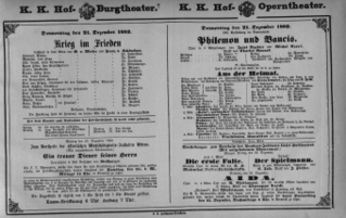 Theaterzettel (Oper und Burgtheater in Wien) 18821221 Seite: 1