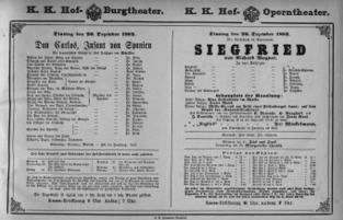 Theaterzettel (Oper und Burgtheater in Wien) 18821226 Seite: 1