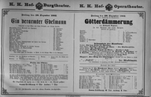 Theaterzettel (Oper und Burgtheater in Wien) 18821229 Seite: 1