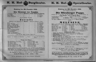 Theaterzettel (Oper und Burgtheater in Wien) 18821230 Seite: 1