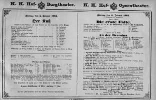 Theaterzettel (Oper und Burgtheater in Wien) 18830105 Seite: 1