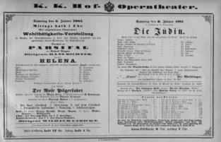 Theaterzettel (Oper und Burgtheater in Wien) 18830106 Seite: 1