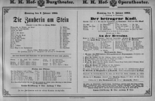 Theaterzettel (Oper und Burgtheater in Wien) 18830107 Seite: 1