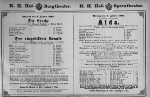 Theaterzettel (Oper und Burgtheater in Wien) 18830108 Seite: 1