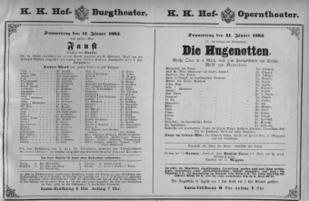 Theaterzettel (Oper und Burgtheater in Wien) 18830111 Seite: 1