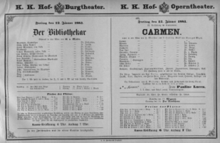 Theaterzettel (Oper und Burgtheater in Wien) 18830112 Seite: 1
