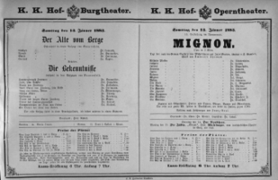 Theaterzettel (Oper und Burgtheater in Wien) 18830113 Seite: 1