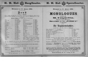Theaterzettel (Oper und Burgtheater in Wien) 18830117 Seite: 1