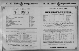 Theaterzettel (Oper und Burgtheater in Wien) 18830119 Seite: 1