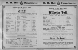 Theaterzettel (Oper und Burgtheater in Wien) 18830120 Seite: 1
