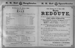 Theaterzettel (Oper und Burgtheater in Wien) 18830121 Seite: 1