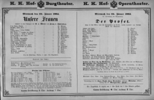 Theaterzettel (Oper und Burgtheater in Wien) 18830124 Seite: 1