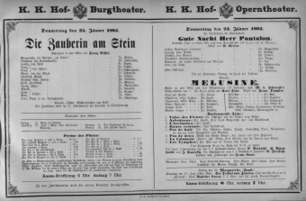 Theaterzettel (Oper und Burgtheater in Wien) 18830125 Seite: 1