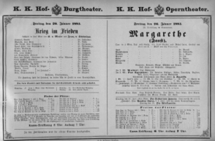 Theaterzettel (Oper und Burgtheater in Wien) 18830126 Seite: 1