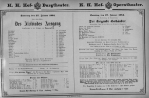 Theaterzettel (Oper und Burgtheater in Wien) 18830127 Seite: 1