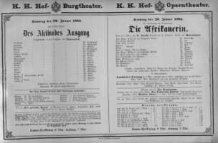Theaterzettel (Oper und Burgtheater in Wien) 18830128 Seite: 1