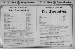 Theaterzettel (Oper und Burgtheater in Wien) 18830129 Seite: 1